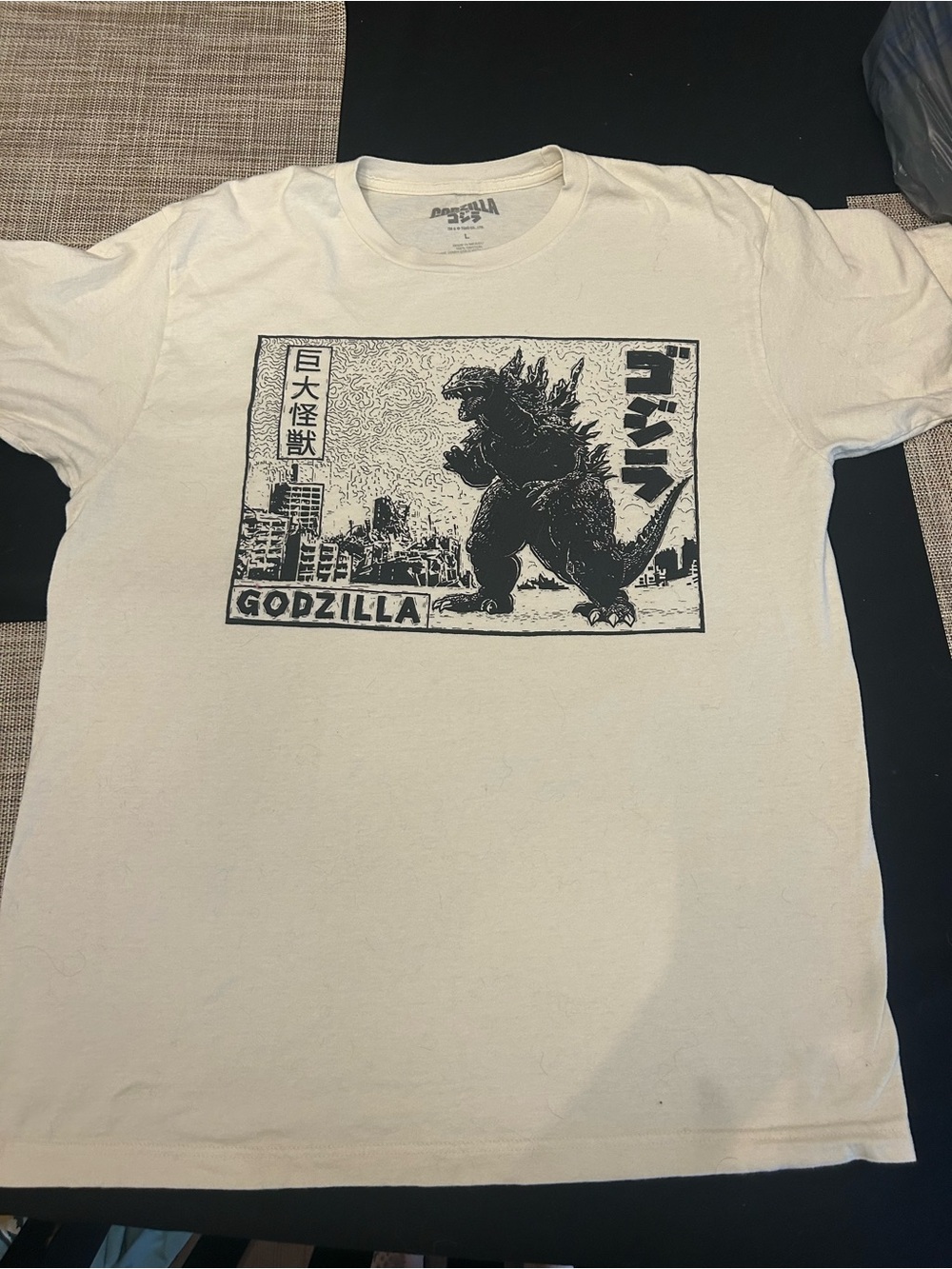 Godzilla Graphic Tee in White with Black Print